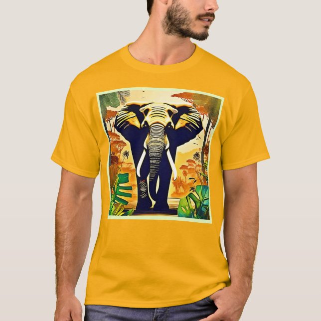Camiseta Elephant Portrait Jungle View (Frente)