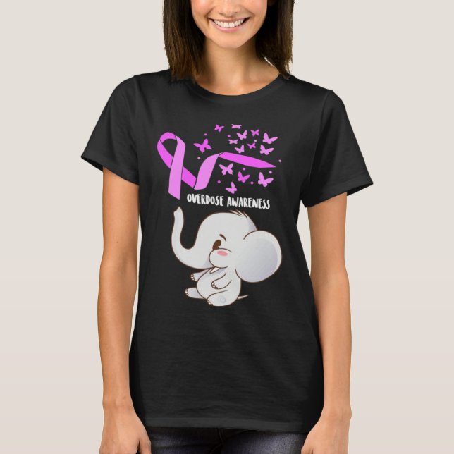 Camiseta Elephant Purpleln Balloons Overdose Awareness Supp (Frente)