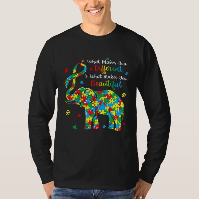 Camiseta Elephant Puzzle What Makes You Different Autism Aw (Frente)