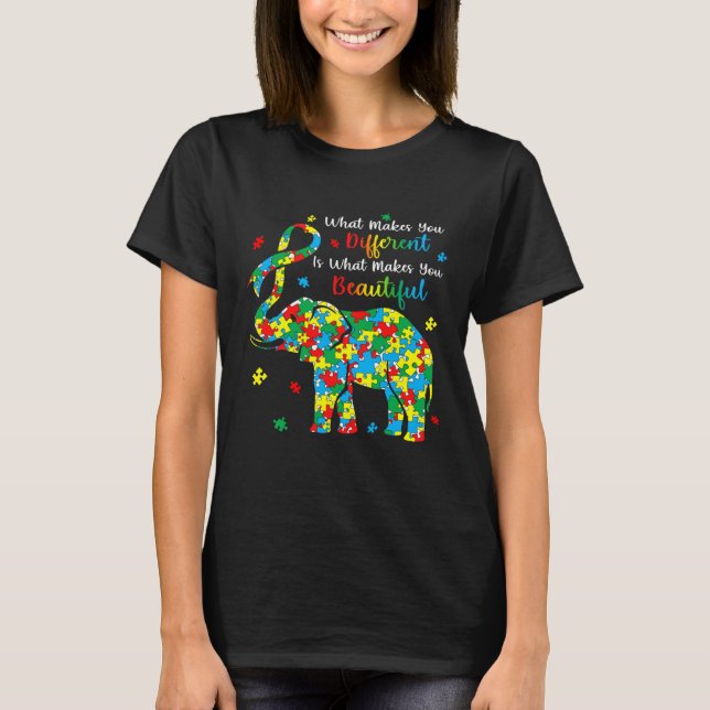 Camiseta Elephant Puzzle What Makes You Different Autism Aw (Frente)