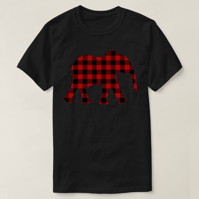 Camiseta Elephant Red Buffalo Plaid Mammoth Matching Family (Frente do Design)