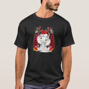 Camiseta Elephant Santa Hat Reindeer Tree Red Xadrez Christ