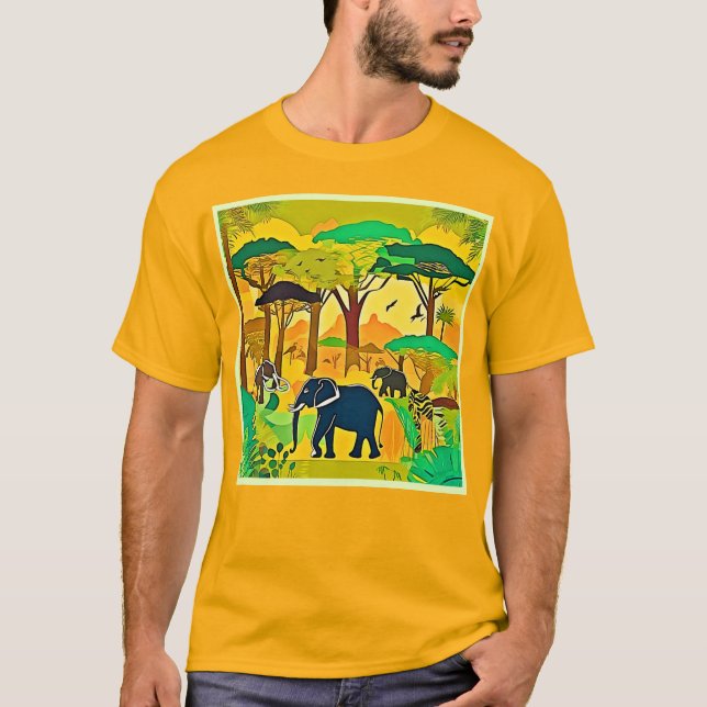 Camiseta Elephant Savanna Jungle Art (Frente)