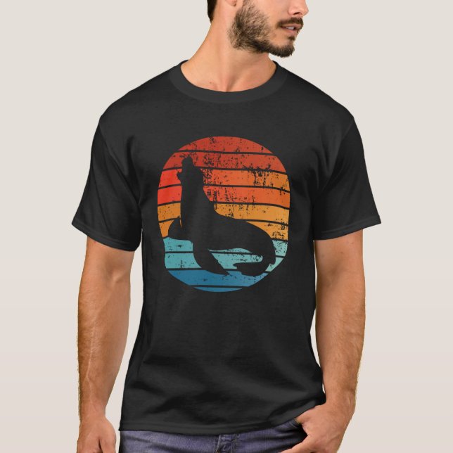Camiseta Elephant Seal Sunset Retro Vintage (Frente)