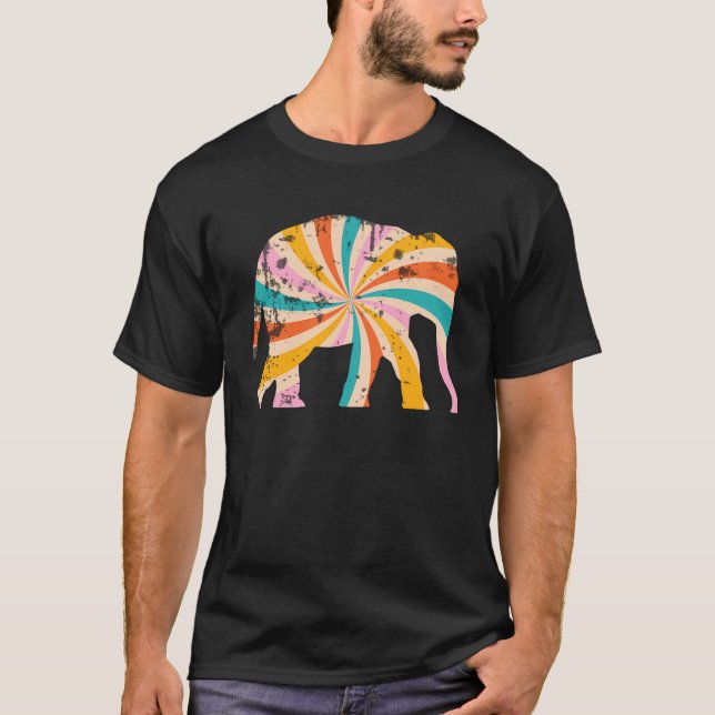 Camiseta Elephant Shaped Colorful Carnival Theme Retro Grap (Frente)