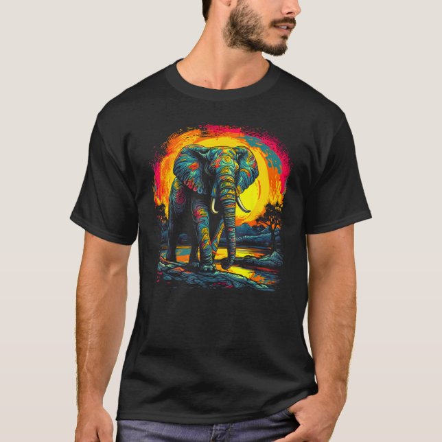 Camiseta Elephant Sun Zoo Jungle Nature Designer (Frente)