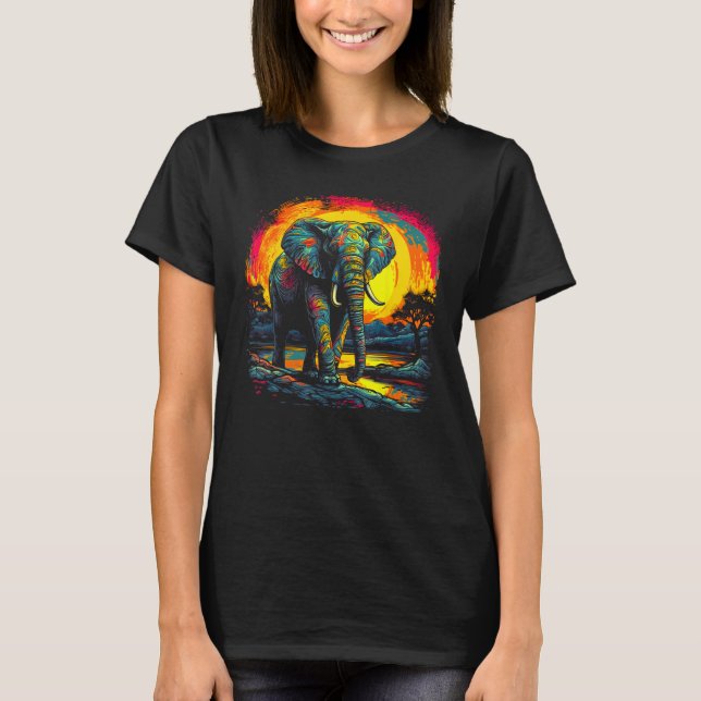 Camiseta Elephant Sun Zoo Jungle Nature Designer (Frente)