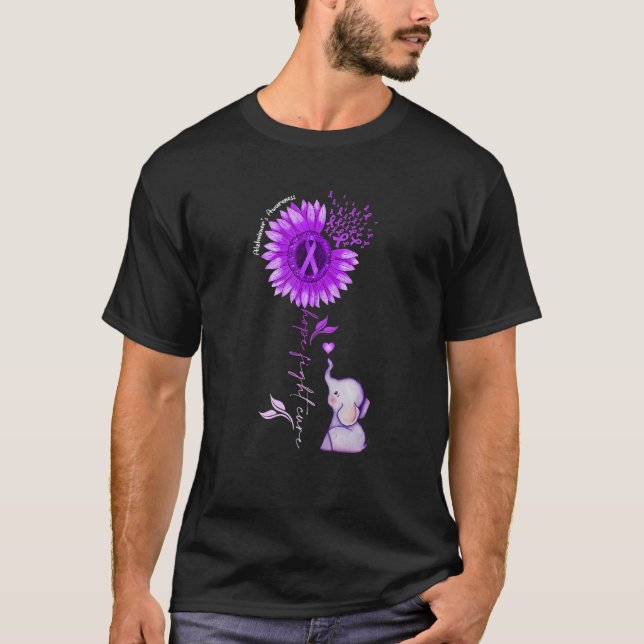 Camiseta Elephant Sunflower Purple Hope Lutar contra Alzhei (Frente)