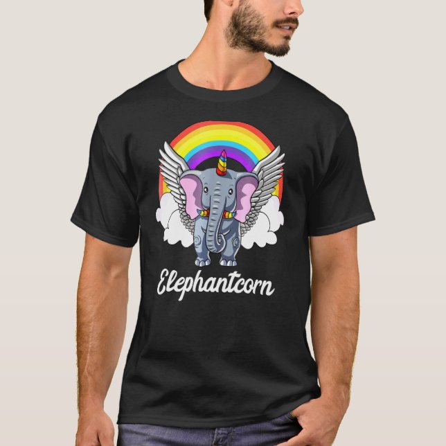 Camiseta Elephant Unicorn Magical Elephantcorn Rainbow (Frente)