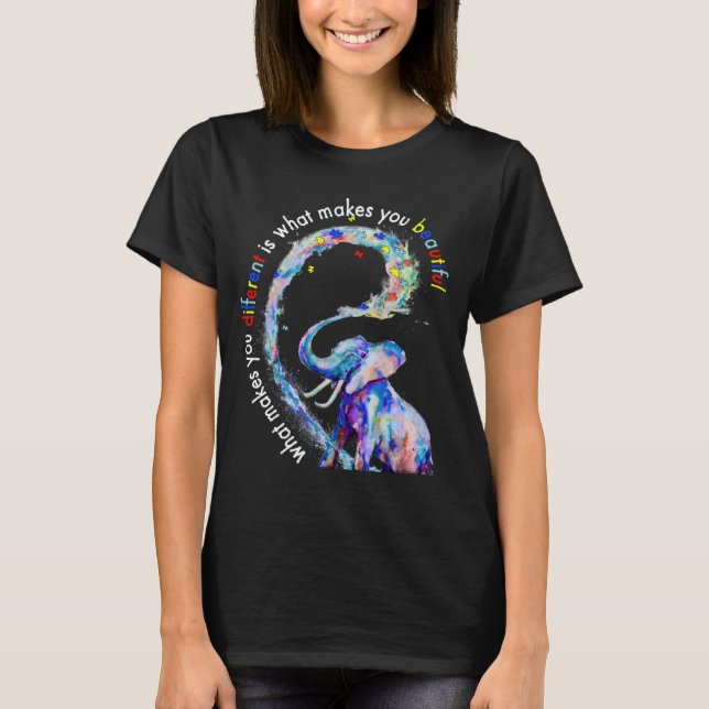 Camiseta Elephant What Makes You Different Autism Awareness (Frente)