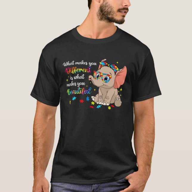 Camiseta Elephant What Makes You Different Autism Awareness (Frente)