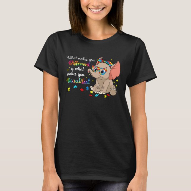 Camiseta Elephant What Makes You Different Autism Awareness (Frente)