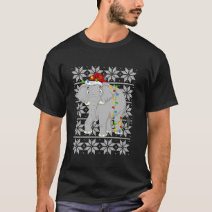 Camiseta Elephant Xmas Lighting Papais noeis Feias Sweater 
