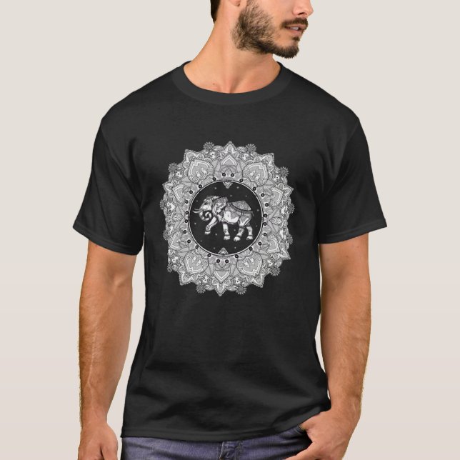 Camiseta Elephant Yoga Elephant Mandala Ganesha Chakra Trib (Frente)