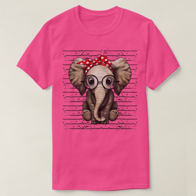 Camiseta Elephants with bandana headband and glasses  (Frente do Design)