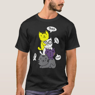Camiseta Eles Deles Deles Meow Gatos Pronomes Lgbtq Não Bin