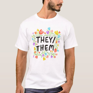 Camiseta ELES/ELES Pronunciam Flores Arco-Íris Coloridas
