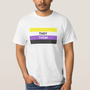 Camiseta Eles/eles t-shirt Não-Binário do valor da bandeira