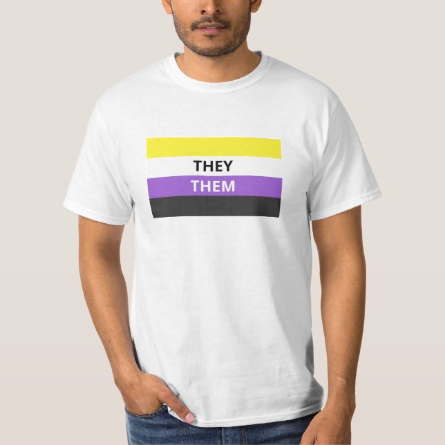 Camiseta Eles/eles t-shirt Não-Binário do valor da bandeira (Frente)