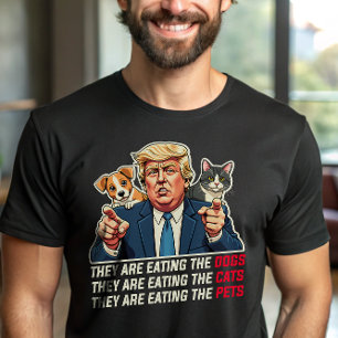 Camiseta Eles estão comendo cachorros comendo gatos Trump D