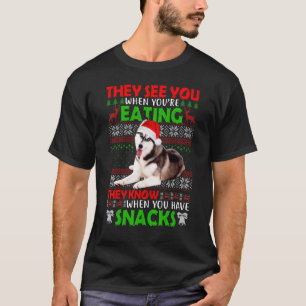 Camiseta Eles Te Veem Quando Você Está Comendo Husky Siberi