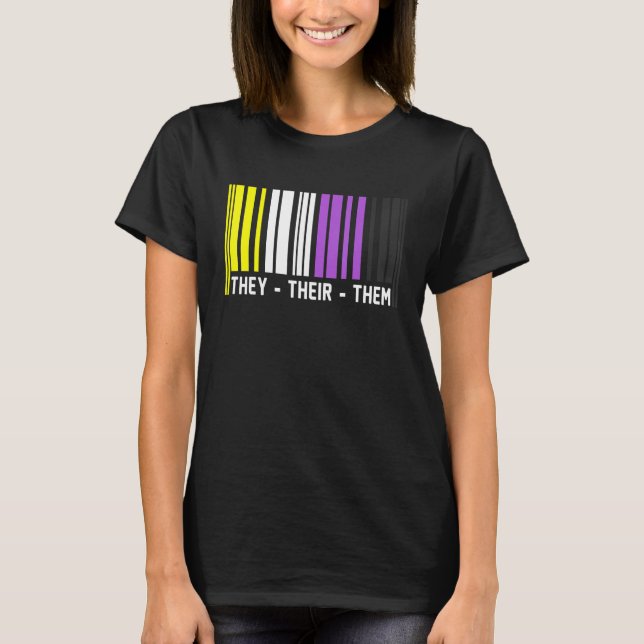 Camiseta Eles Têm O Código De Barras Não Binário Agender Si (Frente)