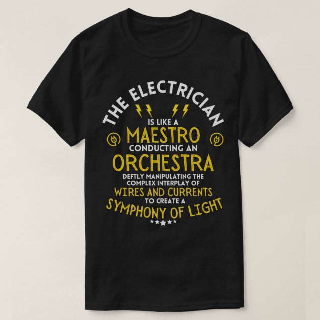 Camiseta Elétrica de Maestro de Eletricidade Mágica (Frente do Design)