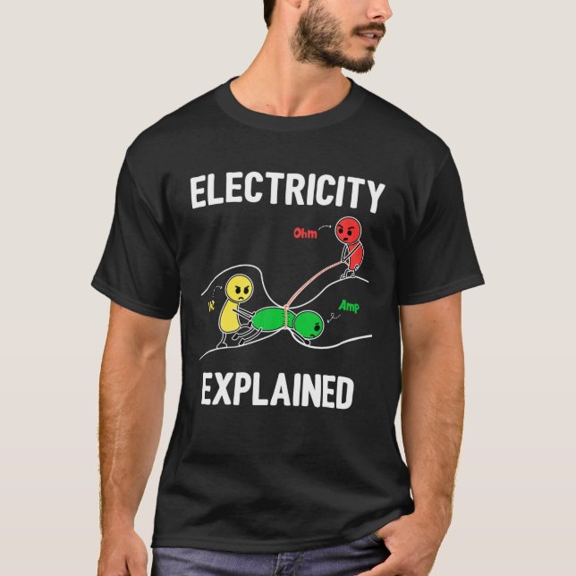 Camiseta Eletricidade Explicada Ohm Volt Ampere Bomba Funny (Frente)
