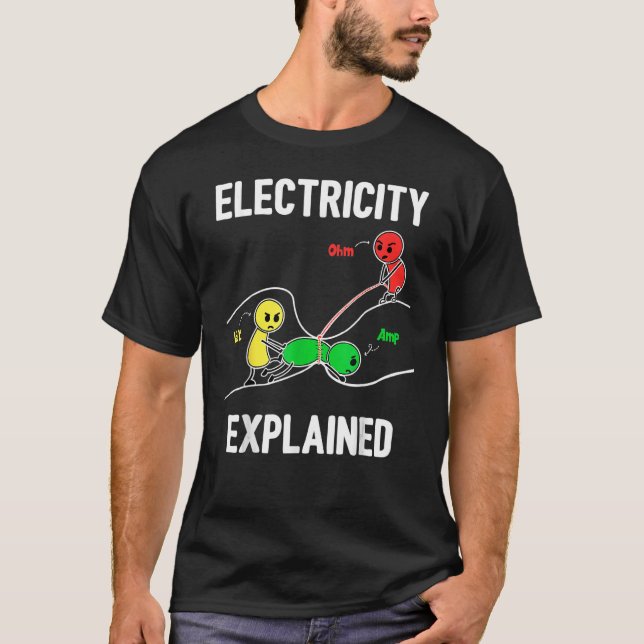 Camiseta Eletricidade Explicada Ohm Volt Ampere Eletricista (Frente)
