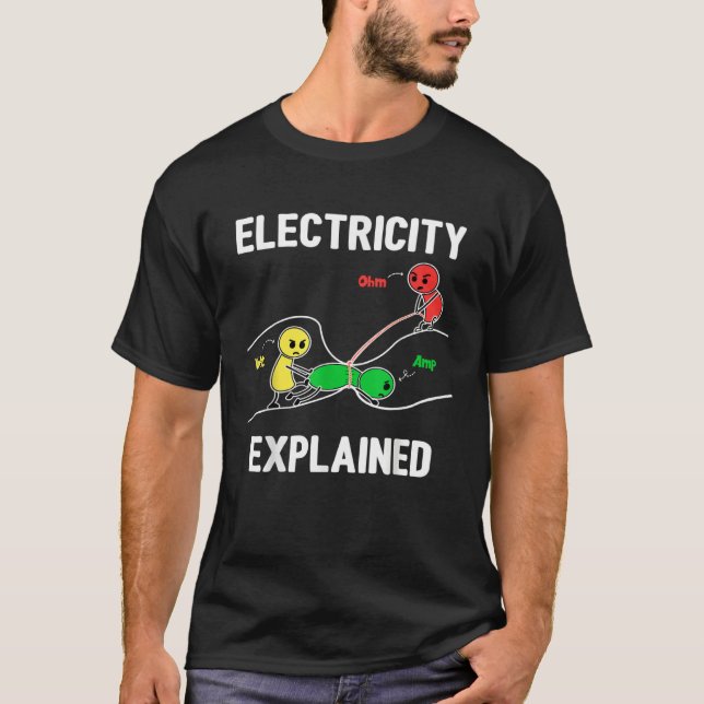 Camiseta Eletricidade Explicada Ohm Volt Ampere Eletricista (Frente)