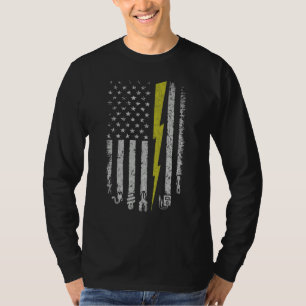 Camiseta Eletricista Americano Bandeira dos EUA Ferramentas