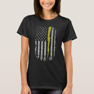 Camiseta Eletricista Americano Bandeira dos EUA Ferramentas