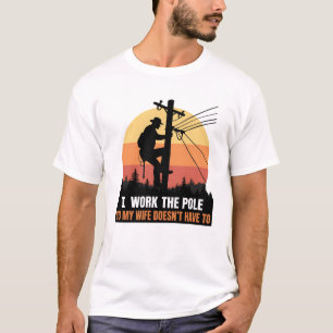 Camiseta Eletricista Antigo Trabalha no Poste Provedor da F