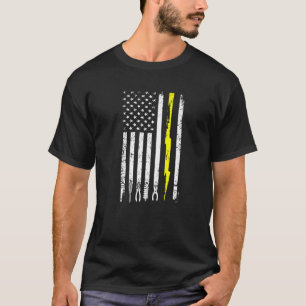 Camiseta Eletricista Bandeira EUA Ferramentas Vintage Eletr