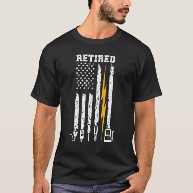 Camiseta Elétrico aposentado nos Estados Unidos Sinalizador (Frente)