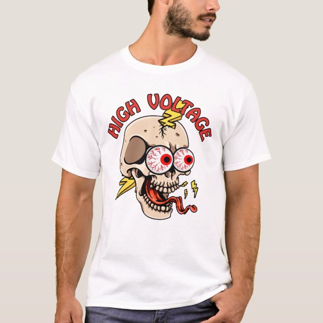 Camiseta Elétrico de linha do crânio de alta tensão (Frente)
