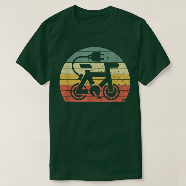 Camiseta Elétrico E Bike - Bicicleta Eletrônica Vintage Ret (Frente do Design)
