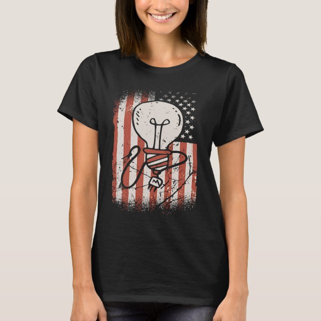 Camiseta Elétrico Engenheiro Americano Flag (Frente)