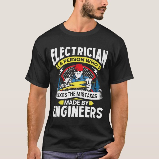 Camiseta Elétrico Engraçado Lineman Pai Pai Me (Frente)