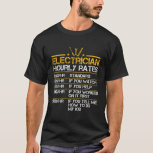 Camiseta Elétrico Engraçado Taxas Horárias Lineman Men Elec