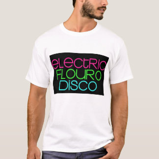 Camiseta elétrico-fluoro-disco