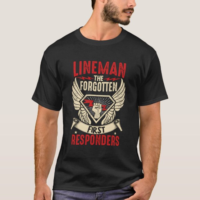 Camiseta Elétrico Lineman, os primeiros respondedores esque (Frente)