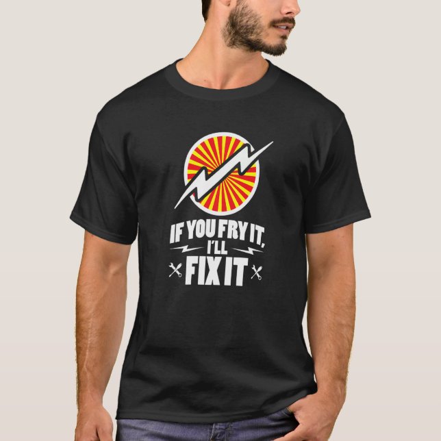 Camiseta Elétrico se você fritar eu consertarei (Frente)