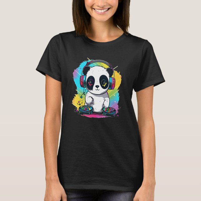 Camiseta Eletro Music Panda Dj Techno EDM Festival (Frente)