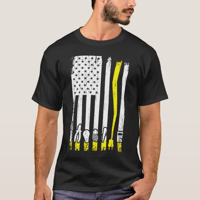 Camiseta Eletroncos Elétricos de Bandeira Americana Linema (Frente)
