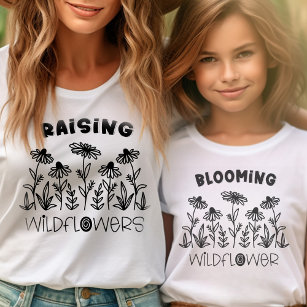Camiseta Elevação de flores silvestres Mamães brancas-preta
