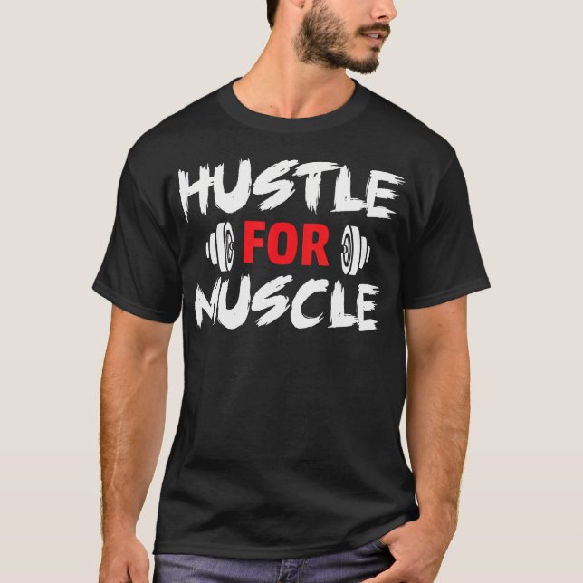 Camiseta Elevação Pesos Malhação De Gym Hustle Para Músculo (Frente)
