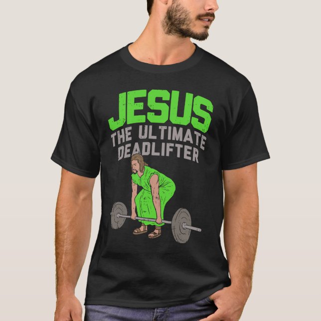 Camiseta Elevador de Morte Jesus I Trabalho de Levantamento (Frente)
