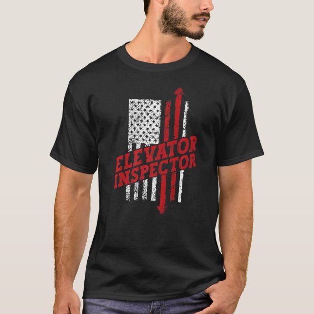 Camiseta Elevator Inspector Technician US American Flag Dis (Frente)