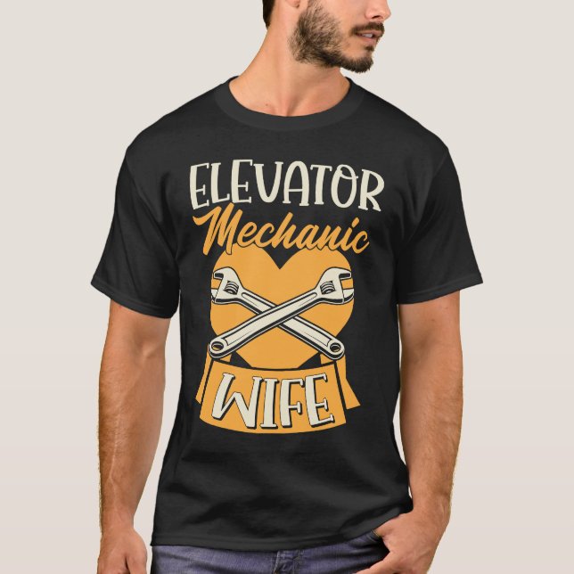 Camiseta Elevator Mechanic Wife Love Heart Mothers Day (Frente)